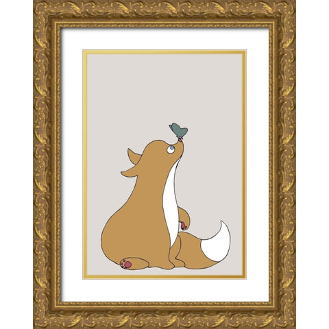 The Fox Gold Ornate Wood Framed Art Print with Double Matting by 1x Studio II