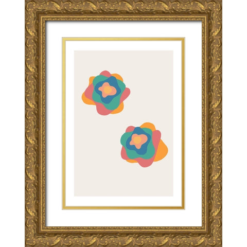 Flowers Gold Ornate Wood Framed Art Print with Double Matting by 1x Studio II