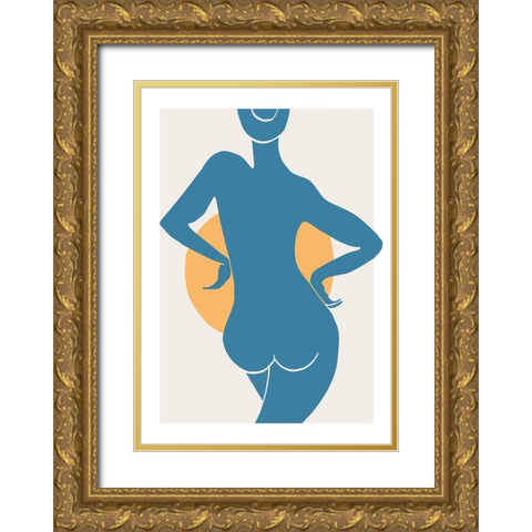 Blue Woman Gold Ornate Wood Framed Art Print with Double Matting by 1x Studio II