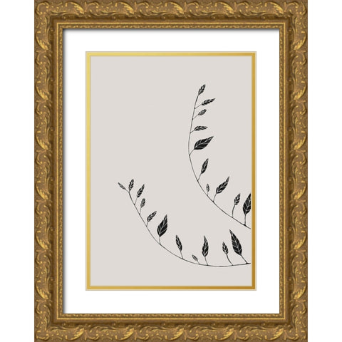 Wavy Branches Gold Ornate Wood Framed Art Print with Double Matting by 1x Studio II