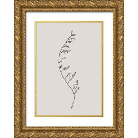 Wavy Branch Black Gold Ornate Wood Framed Art Print with Double Matting by 1x Studio II