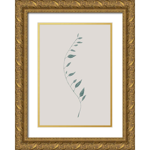 Wavy Branch Green Gold Ornate Wood Framed Art Print with Double Matting by 1x Studio II