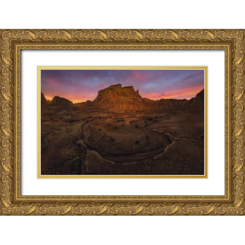 Badlands Gold Ornate Wood Framed Art Print with Double Matting by Martin Castan, David