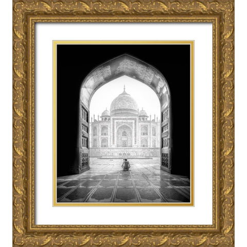 Taj Mahal Gold Ornate Wood Framed Art Print with Double Matting by Lu, Alex