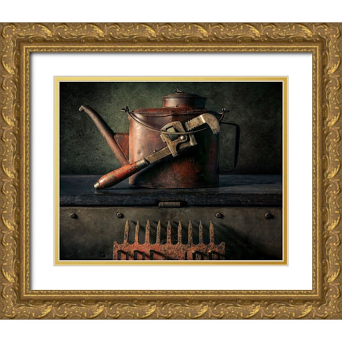 Resting Tools Gold Ornate Wood Framed Art Print with Double Matting by Kinney, Jon