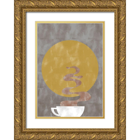 Morning Cup Gold Ornate Wood Framed Art Print with Double Matting by 1x Studio II