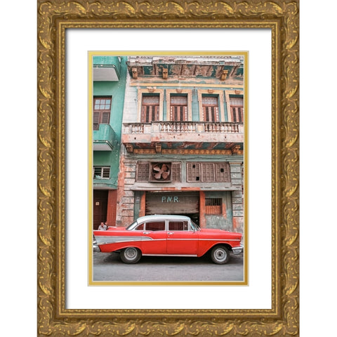 Cuban Car 9 Gold Ornate Wood Framed Art Print with Double Matting by Yakovlev, Alexander