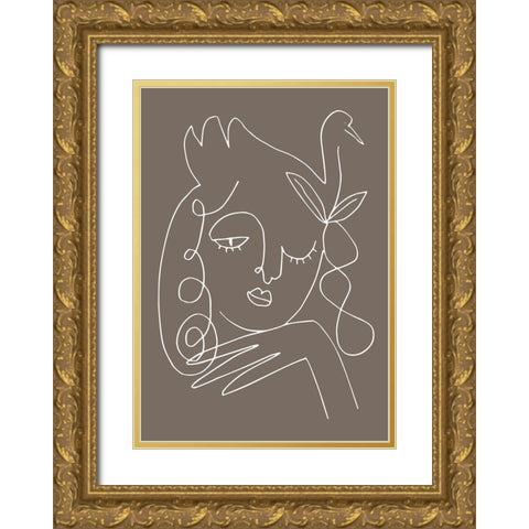 The Swan Brown Gold Ornate Wood Framed Art Print with Double Matting by 1x Studio II