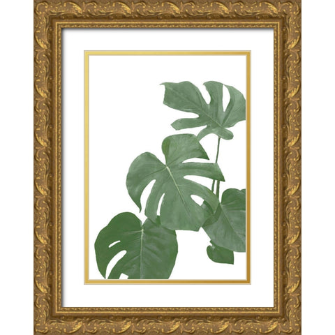 Monstera Aqua 03 Gold Ornate Wood Framed Art Print with Double Matting by 1x Studio II