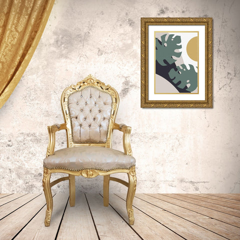 Monstera Cut Out 01 Gold Ornate Wood Framed Art Print with Double Matting by 1x Studio II