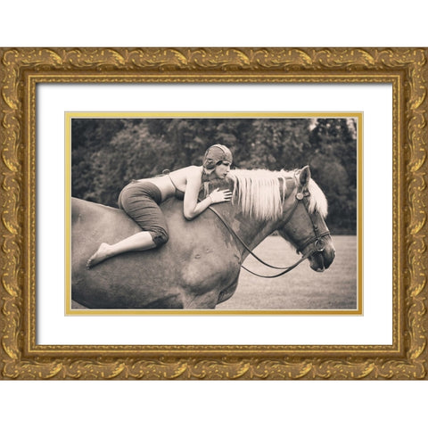 Off To The Races Gold Ornate Wood Framed Art Print with Double Matting by JAE