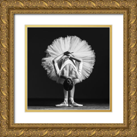 Ballerina At Class Gold Ornate Wood Framed Art Print with Double Matting by Yakovlev, Alexander