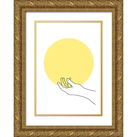 Sun in Hand Gold Ornate Wood Framed Art Print with Double Matting by 1x Studio II
