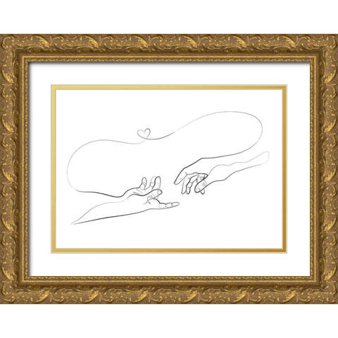 Touch Of Love Gold Ornate Wood Framed Art Print with Double Matting by 1x Studio II