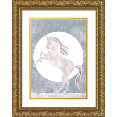 Rising Unicorn Gold Ornate Wood Framed Art Print with Double Matting by 1x Studio II