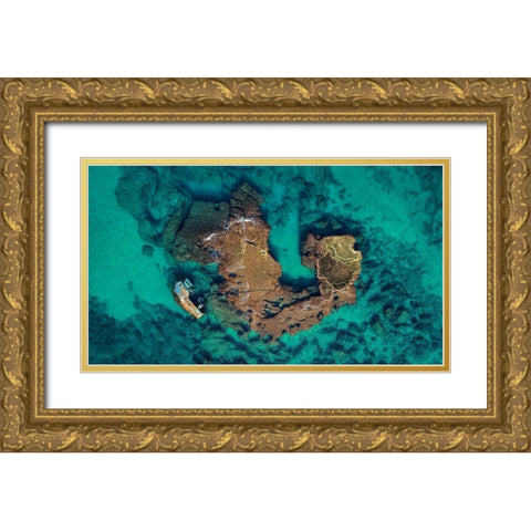 Fishing Boat Wreck Gold Ornate Wood Framed Art Print with Double Matting by Meirovich, Ido