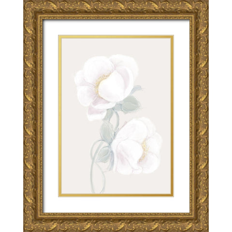 Lush Peony Gold Ornate Wood Framed Art Print with Double Matting by 1x Studio II