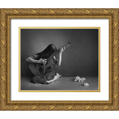 Play The Sound Inside Gold Ornate Wood Framed Art Print with Double Matting by sadat Ahmadi, Maryam