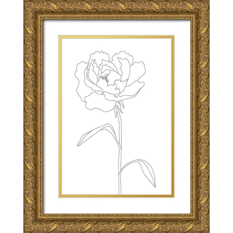 Peony Lines Gold Ornate Wood Framed Art Print with Double Matting by 1x Studio II
