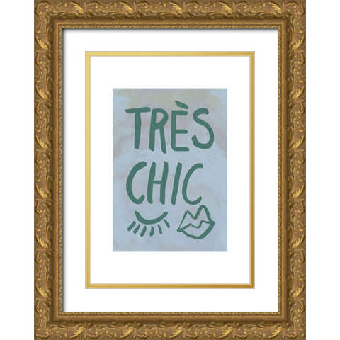 TrAus Chic Blue Frame Gold Ornate Wood Framed Art Print with Double Matting by 1x Studio