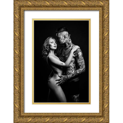 Sara And Fogo Gold Ornate Wood Framed Art Print with Double Matting by Krystynek MQEP, Martin