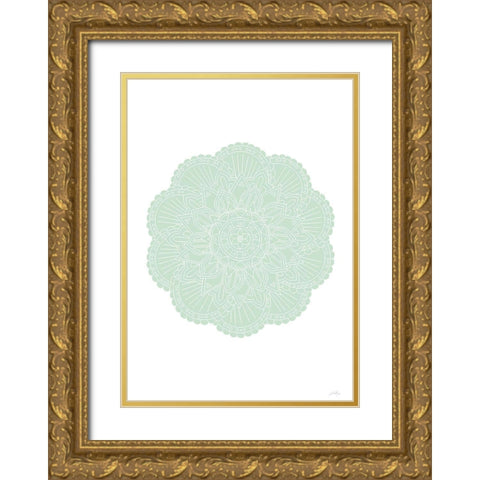Mandala Green Gold Ornate Wood Framed Art Print with Double Matting by 1x Studio II