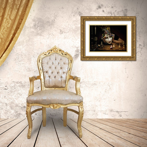 Check! Gold Ornate Wood Framed Art Print with Double Matting by Ambra