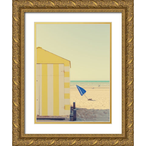 The Blue Umbrella Gold Ornate Wood Framed Art Print with Double Matting by Della Latta, Massimo