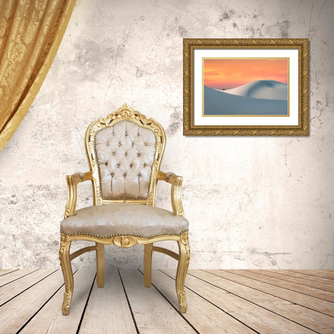 White Sands Gold Ornate Wood Framed Art Print with Double Matting by Ning, Aidong