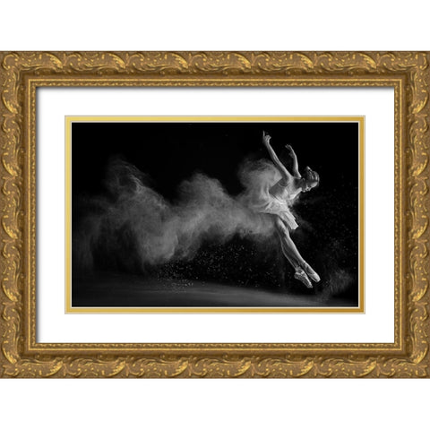 The White Swan Gold Ornate Wood Framed Art Print with Double Matting by Kisworo, Sebastian
