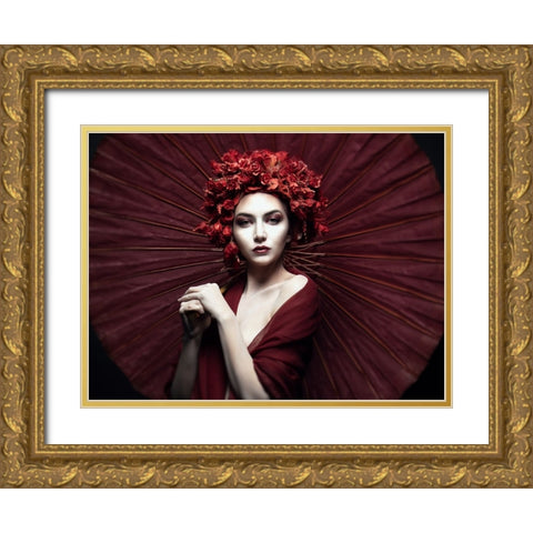Kyoko Gold Ornate Wood Framed Art Print with Double Matting by Siegart