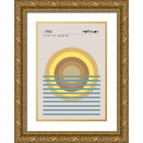 1982 Hoffman Gold Ornate Wood Framed Art Print with Double Matting by 1x Studio II
