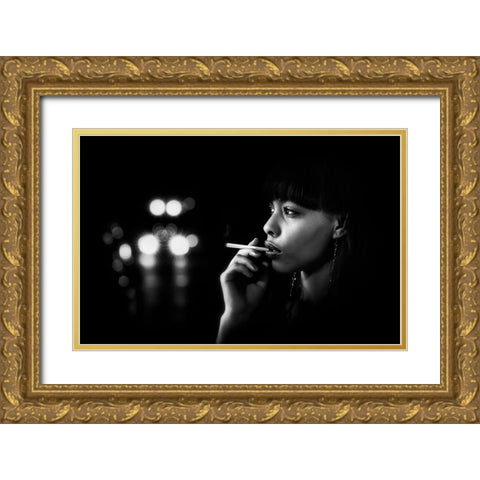 A Night In The Life Gold Ornate Wood Framed Art Print with Double Matting by Punyet Miro, Carles