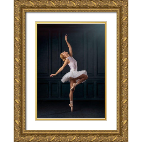 The Ballerina Gold Ornate Wood Framed Art Print with Double Matting by O Mahony, Kieran