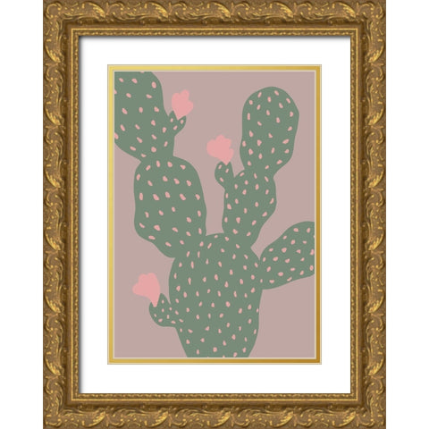 Green Cactus Gold Ornate Wood Framed Art Print with Double Matting by 1x Studio