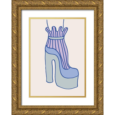 Blue Heel Gold Ornate Wood Framed Art Print with Double Matting by 1x Studio