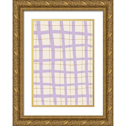 Lilac Grid Gold Ornate Wood Framed Art Print with Double Matting by 1x Studio