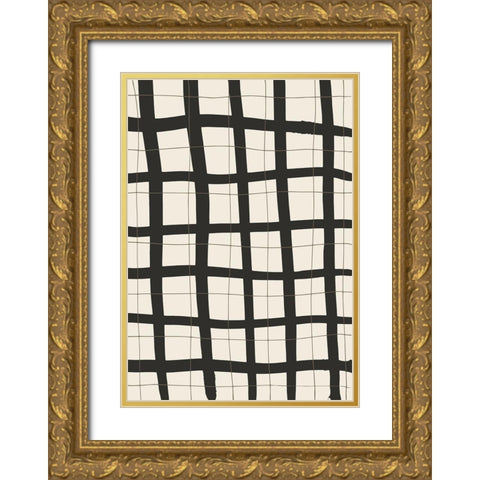 Black Grid Gold Ornate Wood Framed Art Print with Double Matting by 1x Studio
