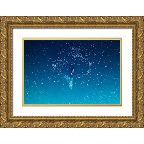 Fishing Gold Ornate Wood Framed Art Print with Double Matting by AL Farsi, Haitham