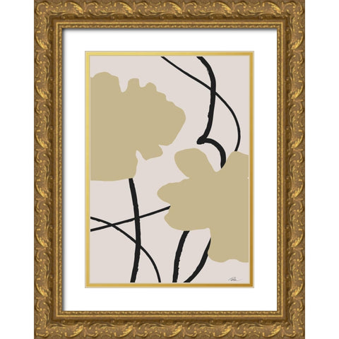 Beige Flowers 02 Gold Ornate Wood Framed Art Print with Double Matting by 1x Studio II