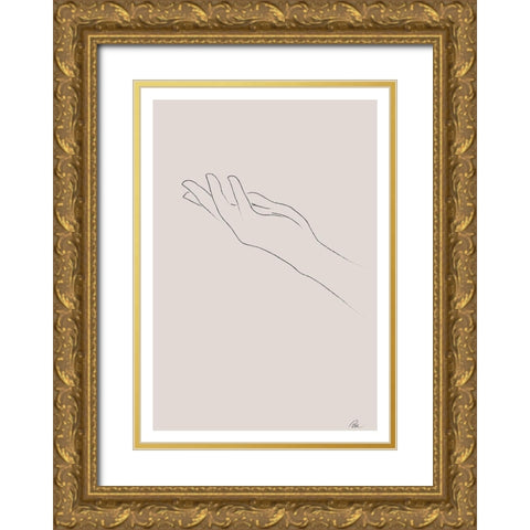 Hand Drawing Gold Ornate Wood Framed Art Print with Double Matting by 1x Studio II