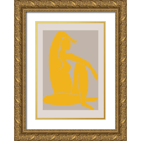 Yellow Figure Gold Ornate Wood Framed Art Print with Double Matting by 1x Studio II