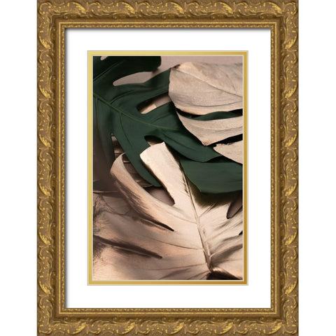 Monstera Mix 01 Gold Ornate Wood Framed Art Print with Double Matting by 1x Studio III