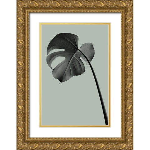 Monstera Teal 02 Gold Ornate Wood Framed Art Print with Double Matting by 1x Studio III
