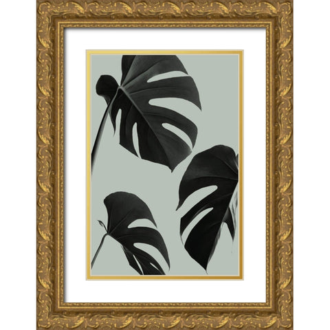 Monstera Teal 05 Gold Ornate Wood Framed Art Print with Double Matting by 1x Studio III