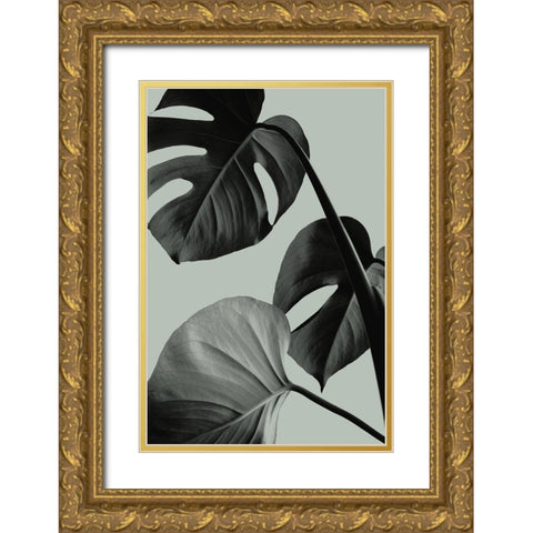 Monstera Teal 07 Gold Ornate Wood Framed Art Print with Double Matting by 1x Studio III