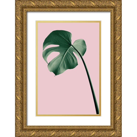 Monstera Pink No 05 Gold Ornate Wood Framed Art Print with Double Matting by 1x Studio III