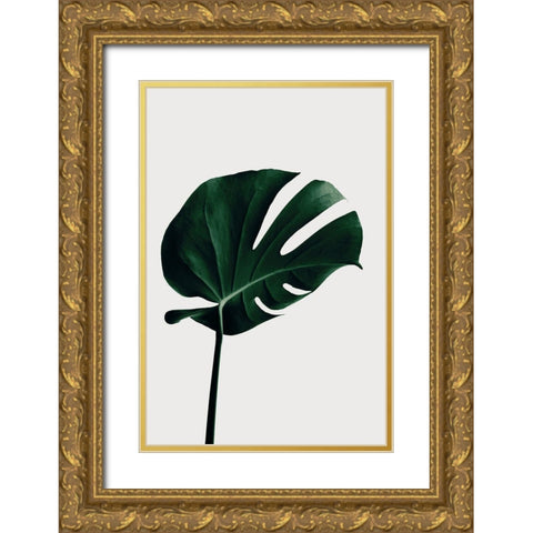 Monstera Natural 02 Gold Ornate Wood Framed Art Print with Double Matting by 1x Studio III
