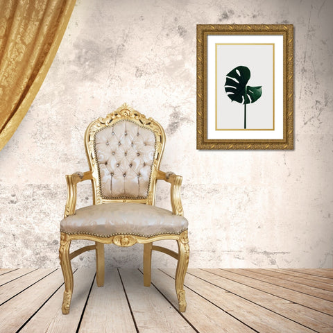 Monstera Natural 06 Gold Ornate Wood Framed Art Print with Double Matting by 1x Studio III