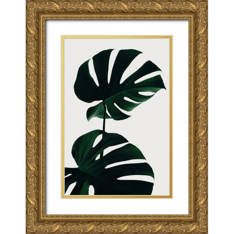 Monstera Natural 09 Gold Ornate Wood Framed Art Print with Double Matting by 1x Studio III